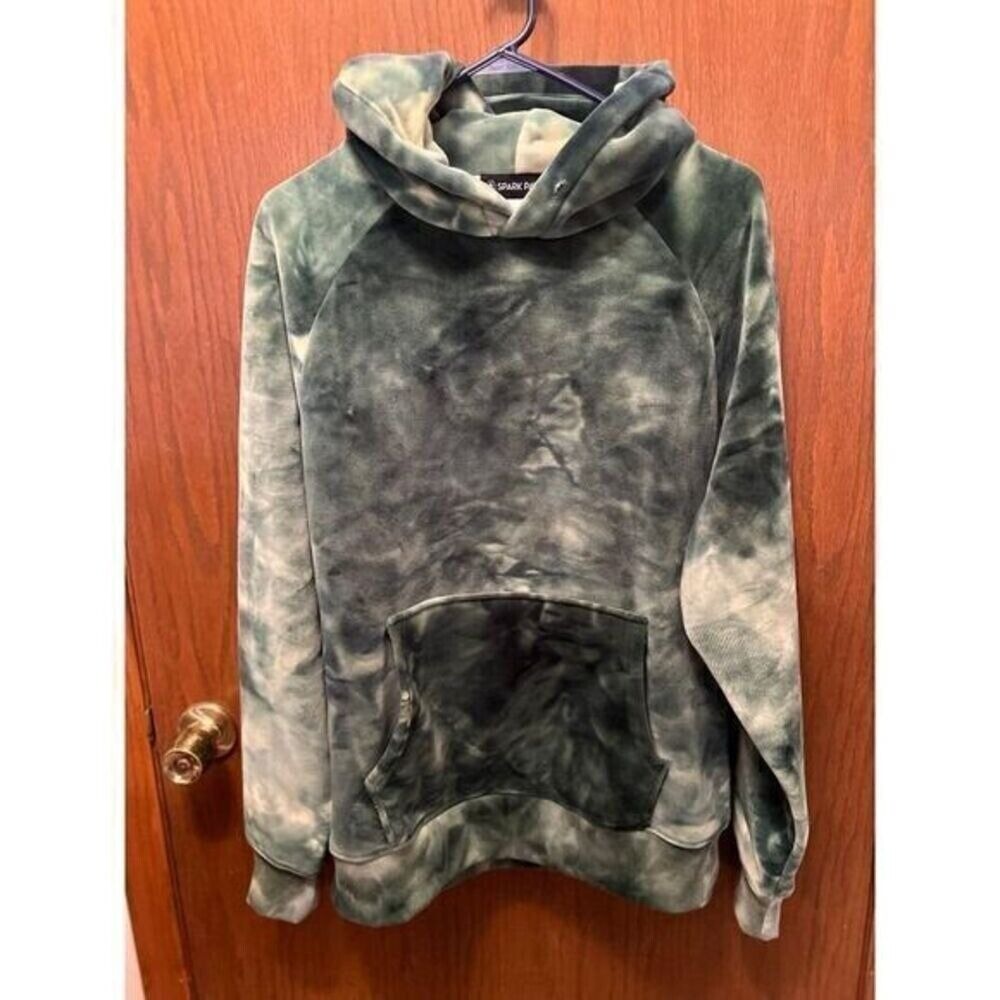 SPARK PAWS VELVET UNISEX GREEN & WHITE VELVET HOODIE Size XL